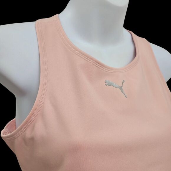 2/$20 Puma Pink With Silver Logo Sport Crop Top Size: M - Picture 4 of 7